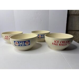 Vintage 1977 Ice Cream Fall Rally 25th HI Canton USA Ceramic Bowls Set of 4